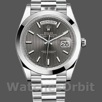 Replica Rolex Day-Date 228206 Dark Rhodium Grey Dial Platinum 40MM Herren Replica Uhr