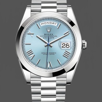 Replica Rolex Day-Date 228206 Ice Blue Quadrant Dial Platinum 40MM Herren Replica Uhr