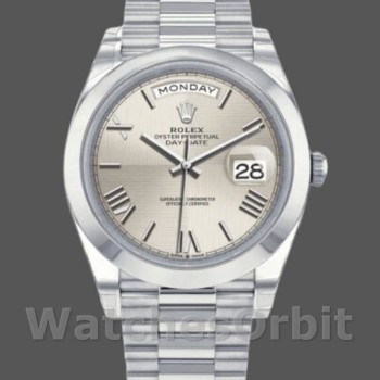Replica Rolex Day-Date 228206 Silver Roman Numeral Dial Platinum 40MM Herren Replica Uhr