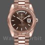 Replica Rolex Day-Date 228235 Chocolate Brown Diagonal Motif Dial Fluted Bezel 40mm Herren Replica Uhr