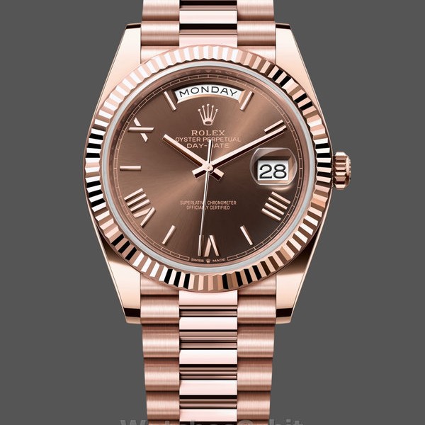 Replica Rolex Day-Date 228235 Chocolate Brown Dial Fluted Bezel 40mm Herren Replica Uhr Exklusive Herren Replica Uhr online kaufen