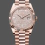 Replica Rolex Day-Date 228235 Diamond Paved Dial Fluted Bezel 40mm Herren Replica Uhr