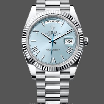 Replica Rolex Day-Date 228236 0012 Fluted Bezel Ice Blue Dial 40MM Herren Replica Uhr