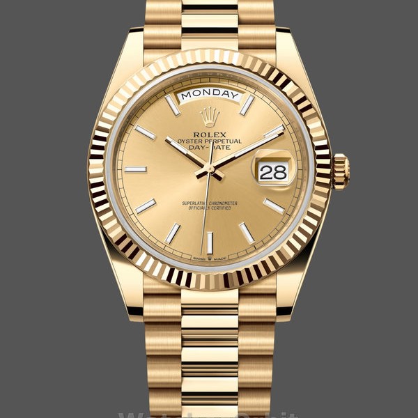 Replica Rolex Day-Date 228238 Champagner Diamant Zifferblatt Geriffelte Lünette 40mm Herren Replica Uhr Exklusive Herrenuhr Replica online kaufen