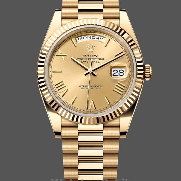 Replica Rolex Day-Date 228238 Champagne Roman Dial Fluted Bezel 40mm Herren Replica Uhr Exklusive Herrenuhr Replica online kaufen