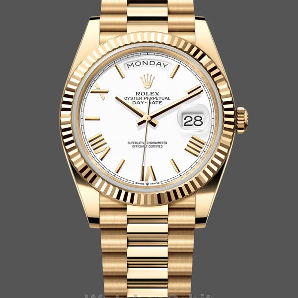 Replica Rolex Day-Date 228238 Weißes römisches Zifferblatt Geriffelte Lünette 40mm Herren Replica Uhr Exklusive Herren Replica Uhr online kaufen