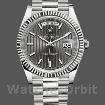 Replica Rolex Day-Date 228239 Dark Rhodium Grey Dial Fluted Bezel 40mm Herren Replica Uhr