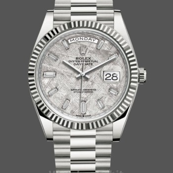 Replica Rolex Day-Date 228239 Meteorite Grey Dial Fluted Bezel 40mm Herren Replica Uhr