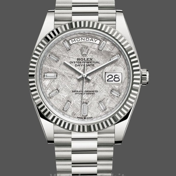 Replica Rolex Day-Date 228239 Meteorite Grey Dial Fluted Bezel 40mm Herren Replica Uhr Sportliches Design