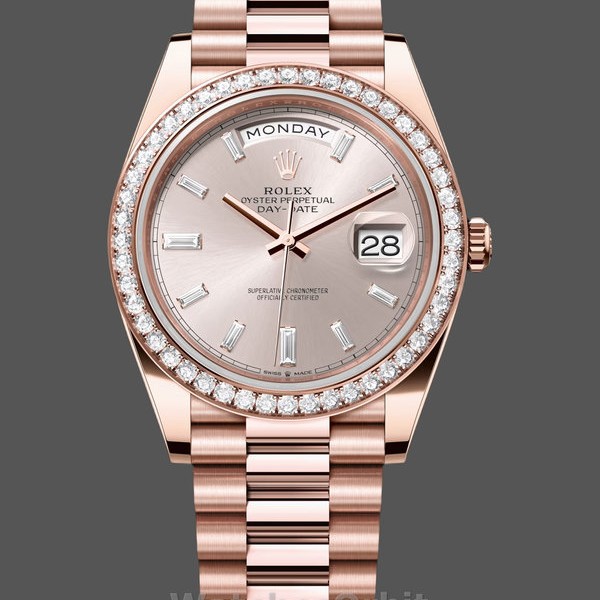 Replica Rolex Day-Date 228345RBR 0007 Sundust Diamond Dial Diamond Bezel 40mm Herren Replica Uhr Präzise Verarbeitung