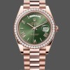 Replica Rolex Day-Date 228345RBR 0011 Olive Green Roman Dial Diamond Bezel 40mm Herren Replica Uhr Robuste Qualität
