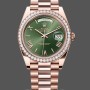 Replica Rolex Day-Date 228345RBR 0011 Olive Green Roman Dial Diamond Bezel 40mm Herren Replica Uhr
