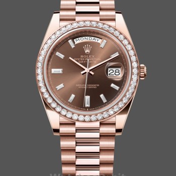 Replica Rolex Day-Date 228345RBR Chocolate Brown Diamond Dial Diamond Bezel 40mm Herren Replica Uhr