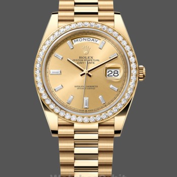 Replica Rolex Day-Date 228348RBR Champagner Diamant Zifferblatt Diamant Lünette 40mm Herren Replica Uhr
