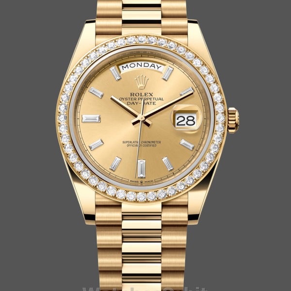 Replica Rolex Day-Date 228348RBR Champagner Diamant Zifferblatt Diamant Lünette 40mm Herren Replica Uhr Elegantes Design