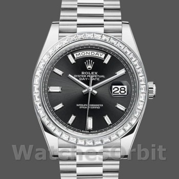 Replica Rolex Day-Date 228396TBR Black Dial Diamond Bezel 40mm Herren Replica Uhr