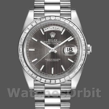 Replica Rolex Day-Date 228396TBR Dark Rhodium Grey Dial Diamond Bezel 40mm Herren Replica Uhr