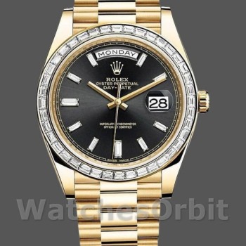 Replica Rolex Day-Date 228398TBR Black Diamond Dial Diamond Bezel 40mm Herren Replica Uhr