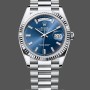 Replica Rolex Day Date 36 36mm Bright Blue Diamond-Set Dial Fluted Bezel Presi m128236 0023