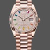 Replica Rolex Day Date 36 Diamond Paved Dial Fluted Bezel 18K Everose gold 128235 0039 President Uhr Exklusive Verarbeitung