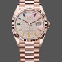 Replica Rolex Day Date 36 Diamond Paved Dial Fluted Bezel 18K Everose gold 128235 0039 President Uhr