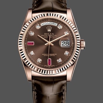 Replica Rolex Day Date 36 Everose Diamond Chocolate 118135 0020 Uhr