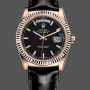 Replica Rolex Day Date 36 Everose Gold Black Dial 118135 0063 Lederuhr