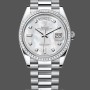Replica Rolex Day Date 36 Mother of Pearl Dial Diamond Bezel Platinum President m128396tbr 0005
