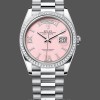 Replica Rolex Day Date 36 Platinum Pink Opal Diamond-Set Roman Dial Diamond Bezel m128396tbr 0009 Schlichte Schönheit