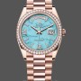 Replica Rolex Day-Date 36 Rose Gold Turquoise Diamond-Set Roman Dial Diamond Bezel m128345rbr 0064