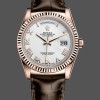 Replica Rolex Day Date 36 White Dial 118135 0064 Brown Leather Uhr Klassisches Design