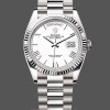 Replica Rolex Day Date 36 White Dial Fluted Bezel White Gold m128239 0059 President Uhr Edle Materialien