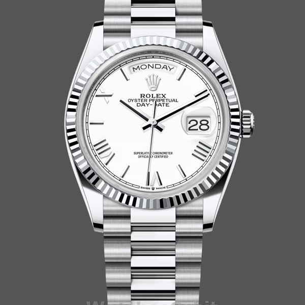 Replica Rolex Day Date 36 White Dial Platinum President Bracelet m128236 0017 Luxuriöse Optik