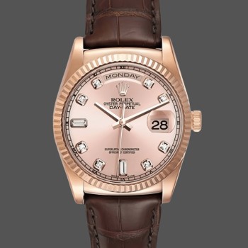Replica Rolex Day Date 36 Gelbgoldgehäuse 118135 0101 Braunleder Uhr