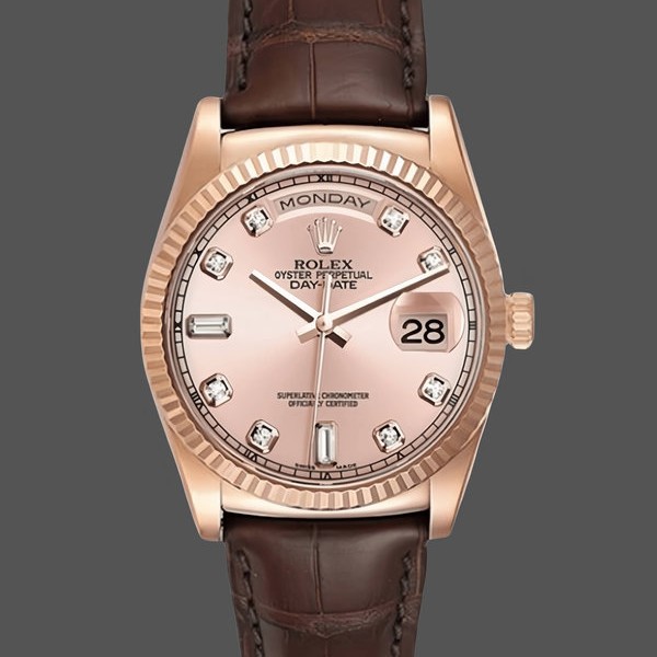Replica Rolex Day Date 36 Gelbgoldgehäuse 118135 0101 Braunleder Uhr Stilvolles Accessoire