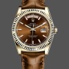 Replica Rolex Day Date 36 Gelbgold Schokoladen-Zifferblatt 118138 0005 Lederuhr Hochwertige Nachbildung