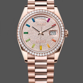Replica Rolex Day Date 36mm 128345RBR 0042 Diamond Paved Dial President Uhr