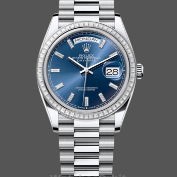 Replica Rolex Day Date 36mm Bright Blue Diamond-Set Dial Diamond-Set Bezel m128396tbr 0024