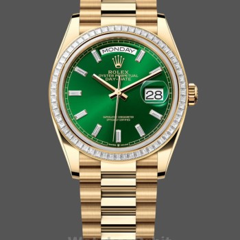 Replica Rolex Day Date 36mm Green Dial Diamond-Set Bezel President Bracelet m128398tbr 0035