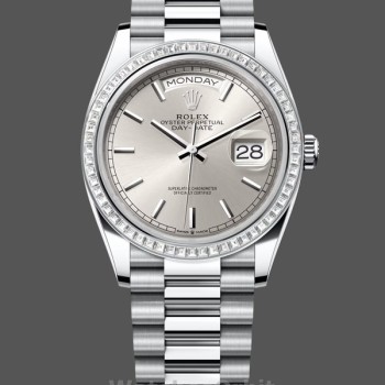 Replica Rolex Day Date 36mm Platin und Diamanten Lünette 128396tbr 0004