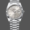 Replica Rolex Day Date 36mm Platin Weißgold Silber Index 128236 0001 Elegante Materialien