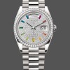 Replica Rolex Day Date 36mm Weißgold 128349RBR 0006 Pave Rainbow Edle Materialien