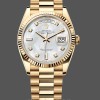 Replica Rolex Day Date 36mm Gelbgold 128238 0011 MOP Diamond Edle Materialien