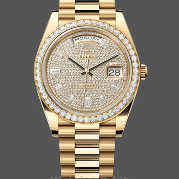 Replica Rolex Day-Date 40 18K Gelbgold Diamant Paved Zifferblatt Diamant m228348rbr 0037