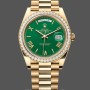 Replica Rolex Day Date 40 18K Gelbgold Grün Zifferblatt Diamant Lünette M228348RBR 0040 Herrenuhr