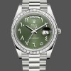 Replica Rolex Day-Date 40 Platinum Arabic Numerals Green with Diamonds 228396tbr Ideal für Herren