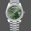 Replica Rolex Day Date 40 Platinum Olive Green Dial Diamond Bezel M228396TBR 0020 Replica Uhr Schweizer Handwerkskunst