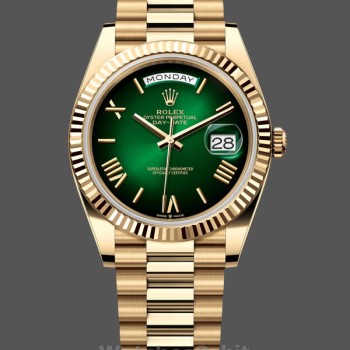 Replica Rolex Day Date 40 Gelbgold Grün Ombre Zifferblatt M228238 00691