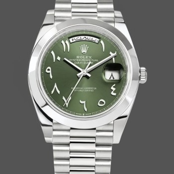 Replica Rolex Day-Date 40mm Arabic Platinum Olive Dial 228206