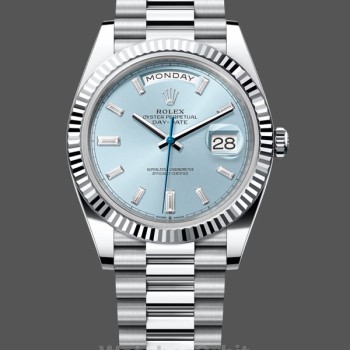 Replica Rolex Day Date 40mm Platinum 228236 0006 Ice Blue Baguette